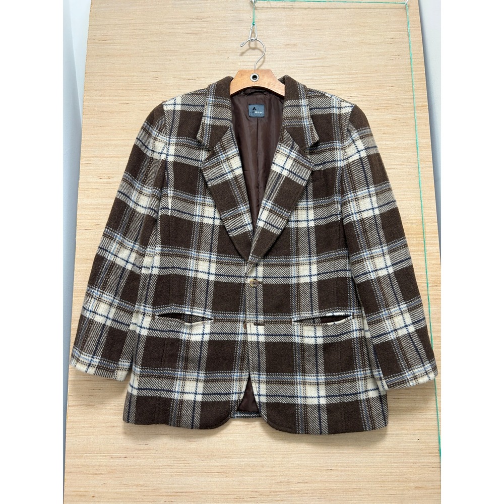 Lizwear Petite Brown Plaid Wool Mohair Blend Blazer Jacket Size‎ 10P